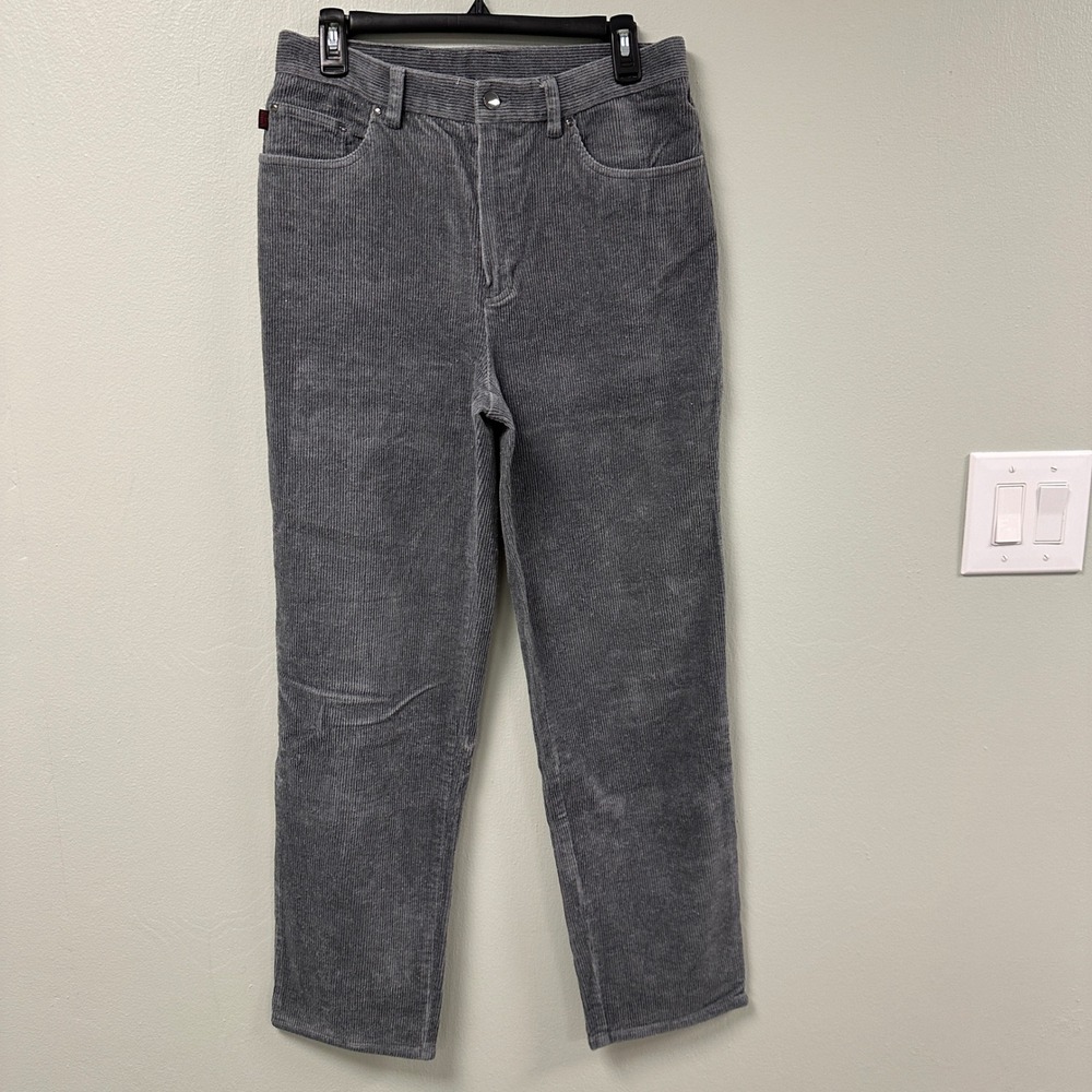 Lauren Jeans Co Ralph Lauren Grey Corduroy Pants Women 10 Straight Leg High Rise